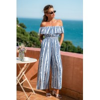 Flower Trail Striped Jumpsuit
