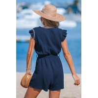 Navy Surplice Flutter Sleeve Romper