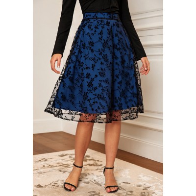 Sapphire Blooms Floral Midi Skirt Sapphire Blooms Floral Midi Skirt