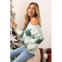 Christmas Tree White Sweater